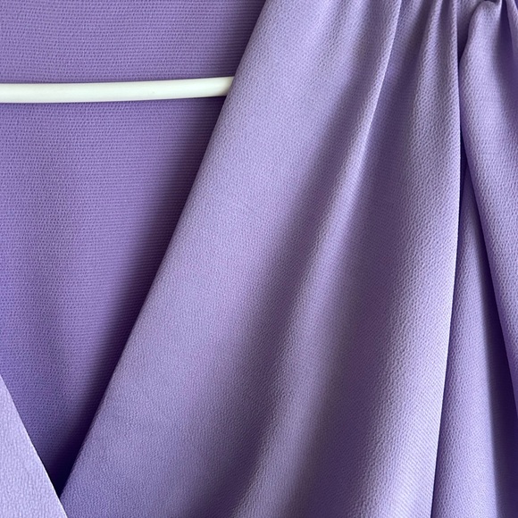 ZARA SATIN DRAPED BLOUSE V-NECK LILAC - Picture 3 of 5